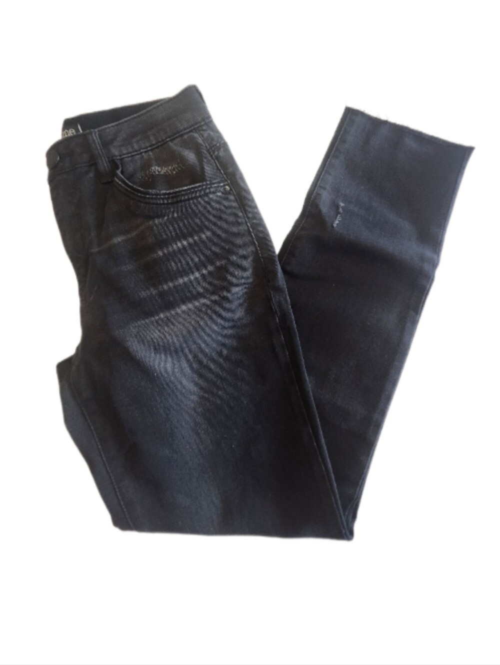 Mac & Me Black Cut Crop Distressed Stretch Skinny Jeans, 0